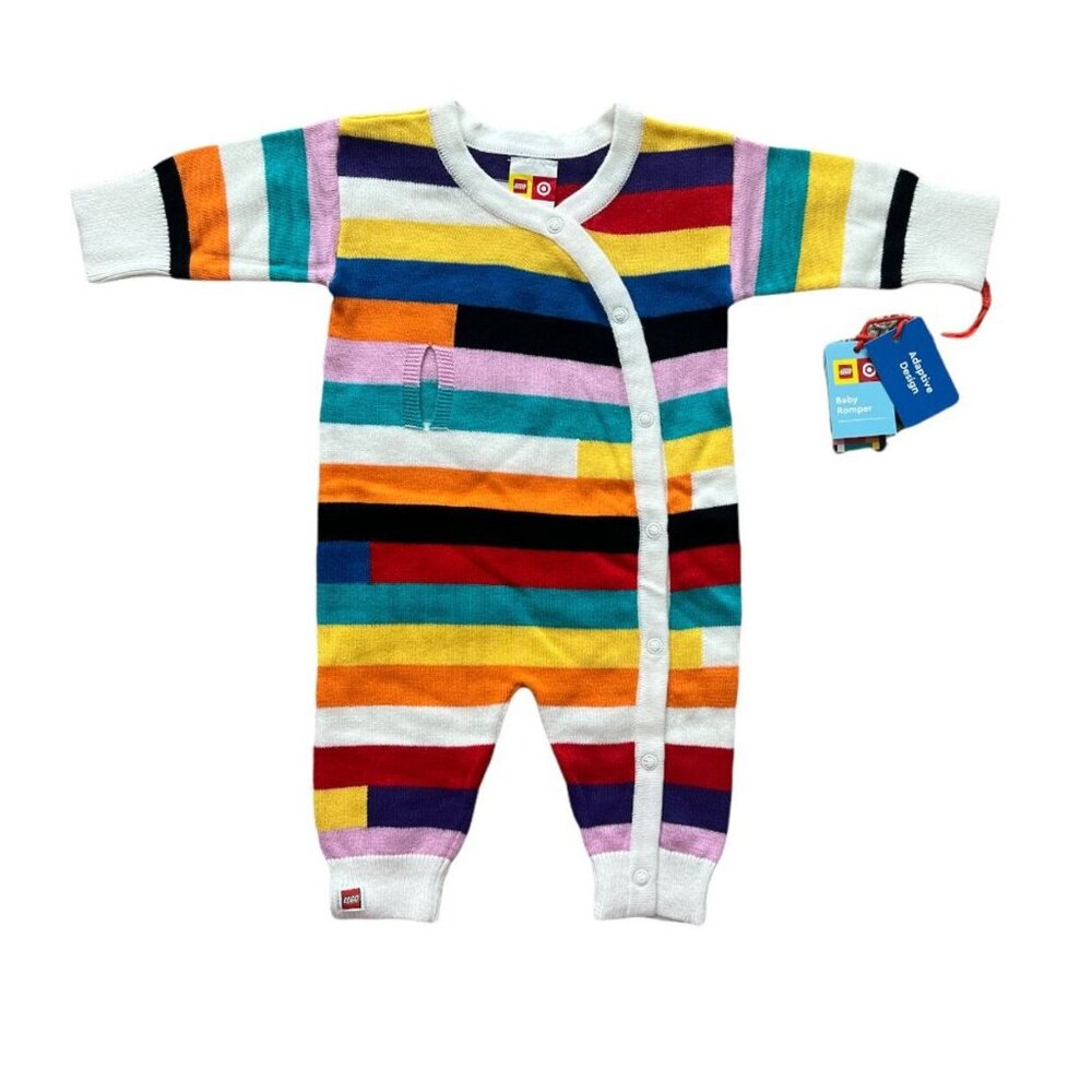 🆕 LEGO x Target Striped Adaptive Romper Size 0/3 Months NWT
